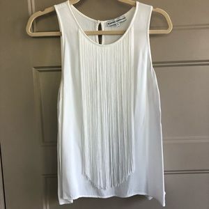 White Karina Grimaldi Fringe Tank Size L
